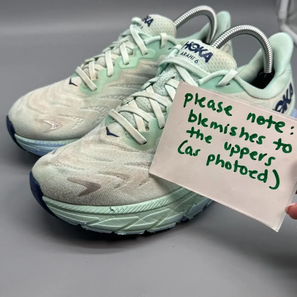 Hoka One One Arahi 6 Womens 9 B Green Mint White Athletic Running Sneakers Shoes